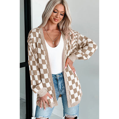 Cardigan lungo a scacchi