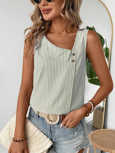 Top casual con colletto a diagonale