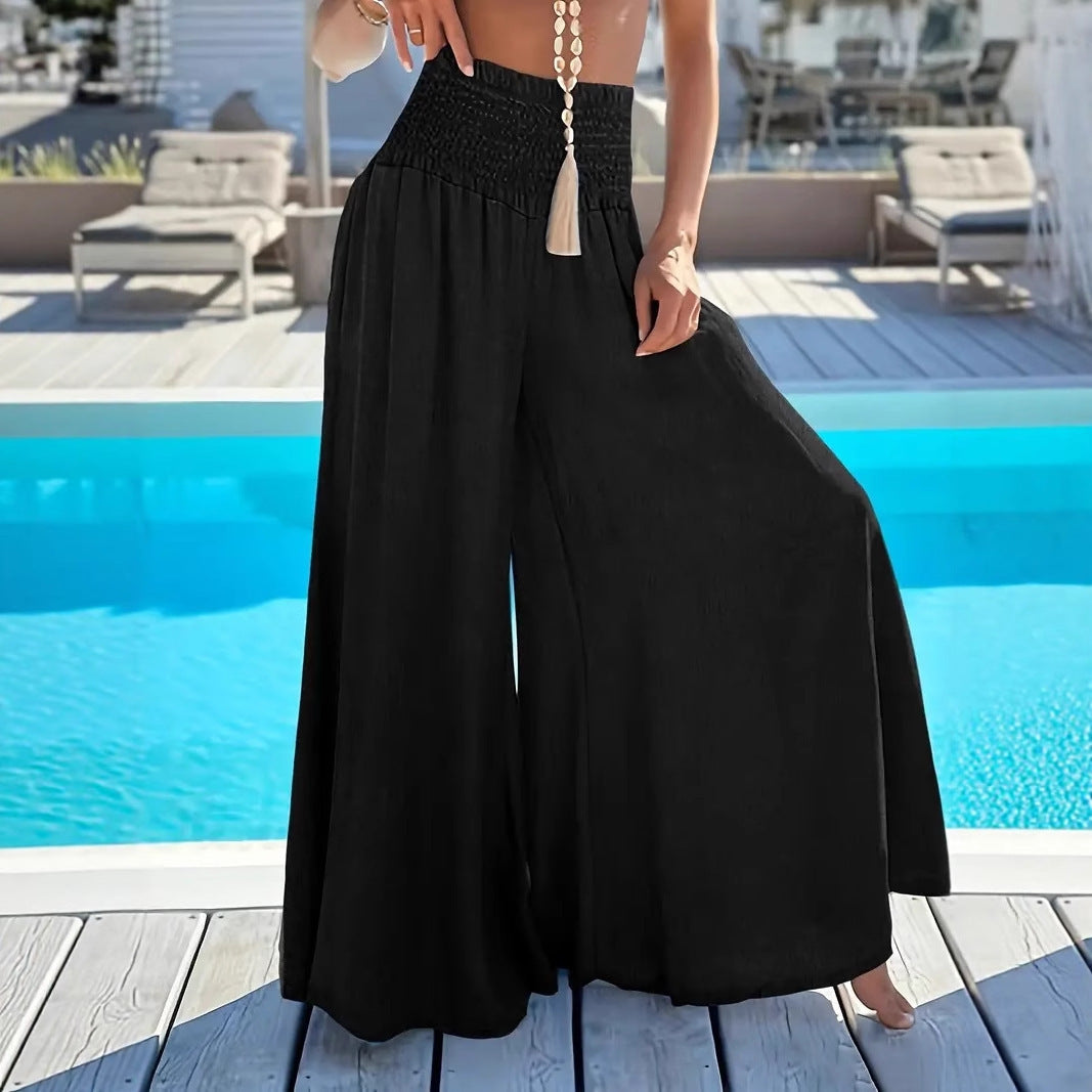 Pantaloni wide leg a vita alta