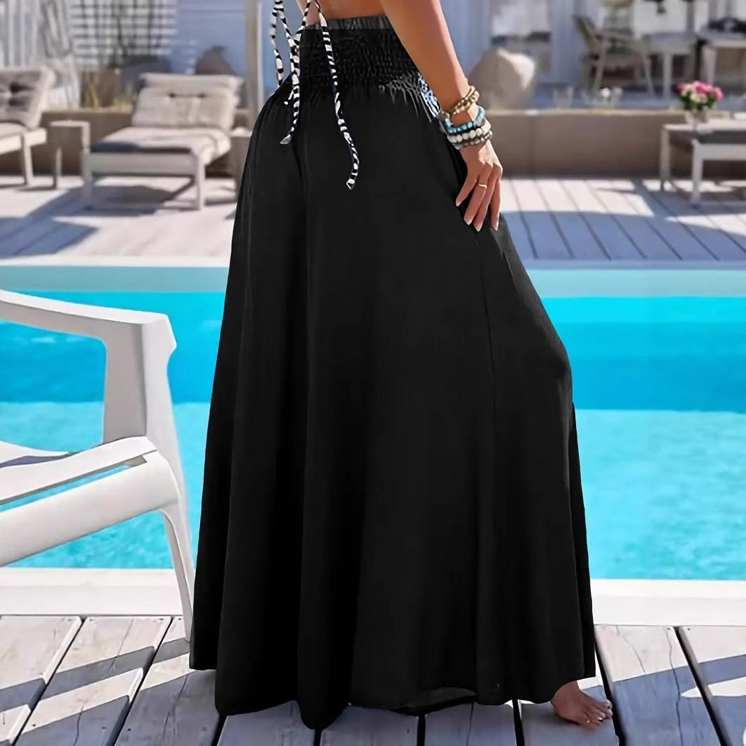 Pantaloni wide leg a vita alta