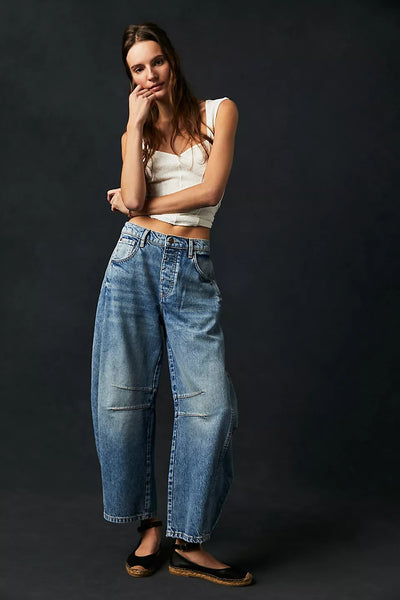 Jeans wide leg vita media