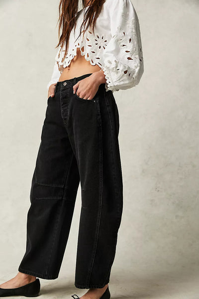 Jeans wide leg vita media