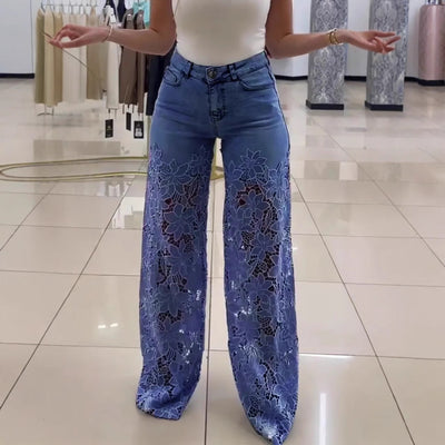 Jeans con fantasia floreale