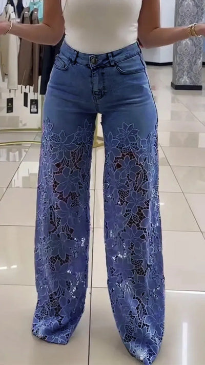 Jeans con fantasia floreale