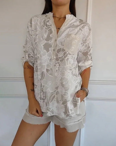 Camicia casual con stampa floreale
