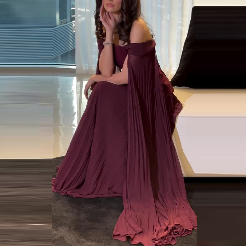 Abito lungo elegante con spalle scoperte