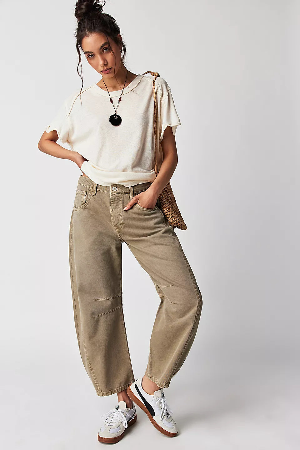 Jeans wide leg vita media