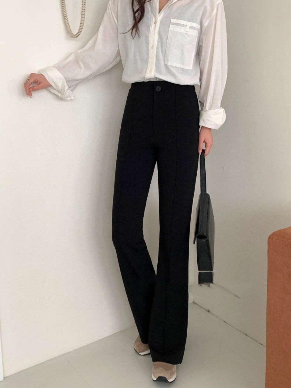 Pantaloni casual slim fit a vita alta