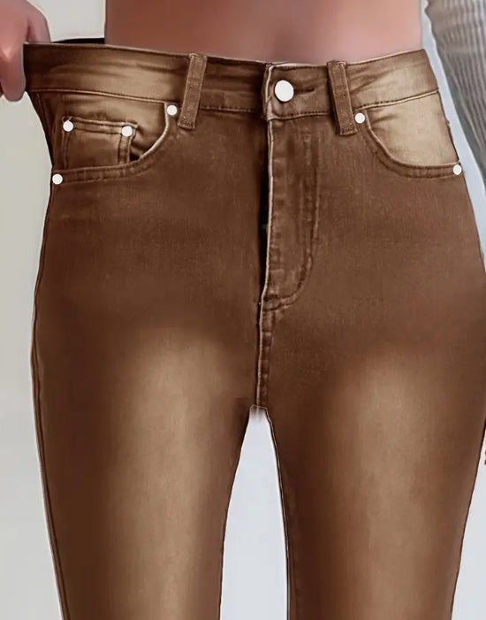 American Retro Brown Straight-leg Denim Pants