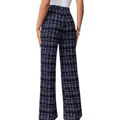 Pantaloni dritti a vita alta stile scozzese