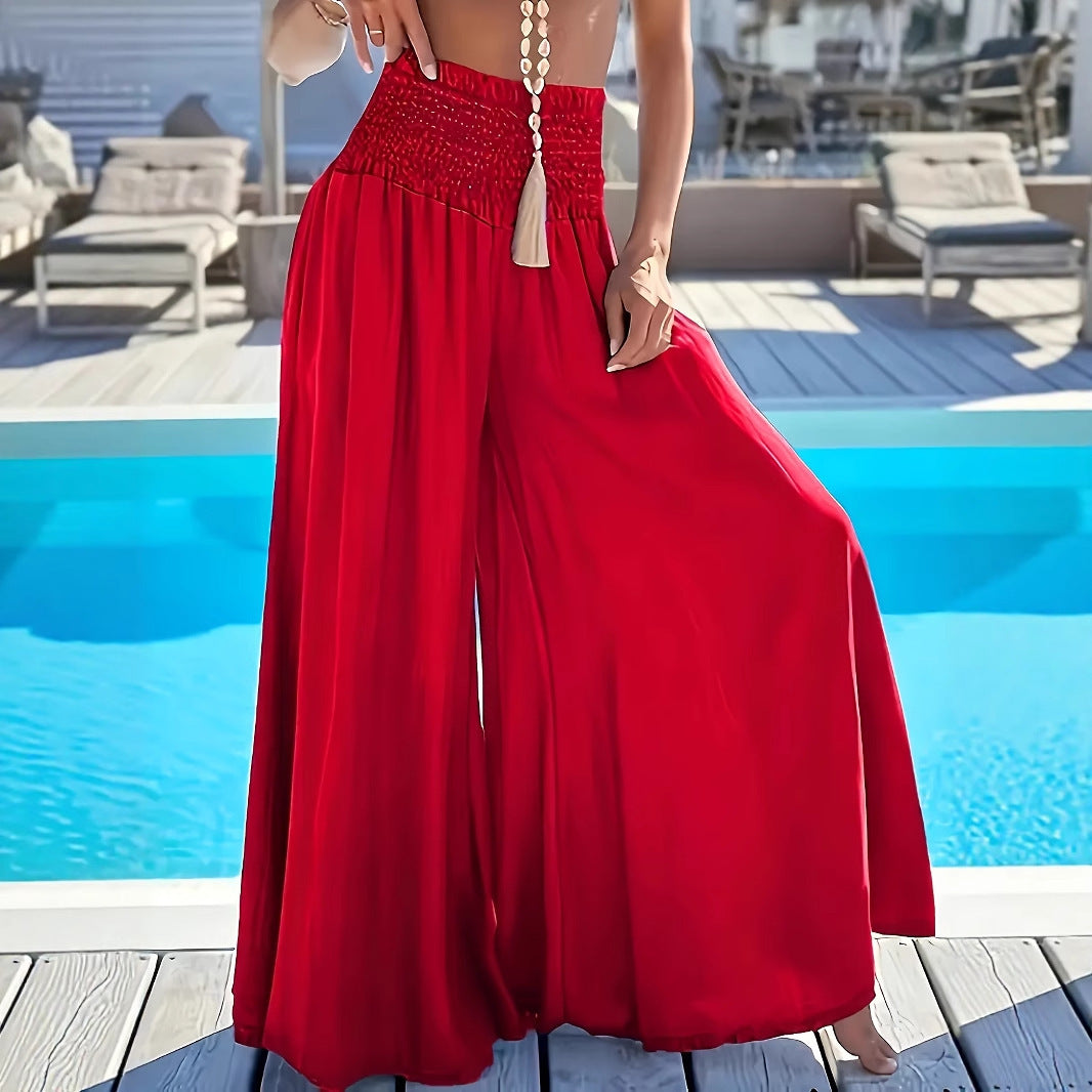 Pantaloni wide leg a vita alta