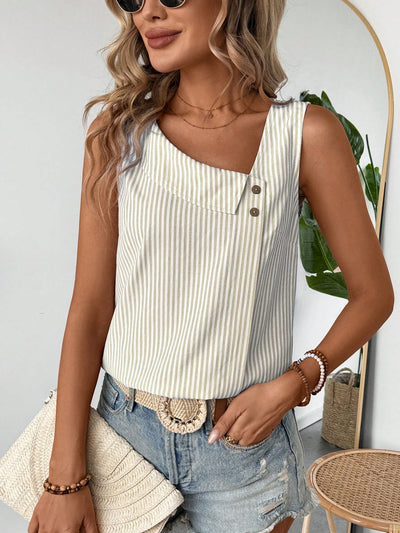 Top casual con colletto a diagonale