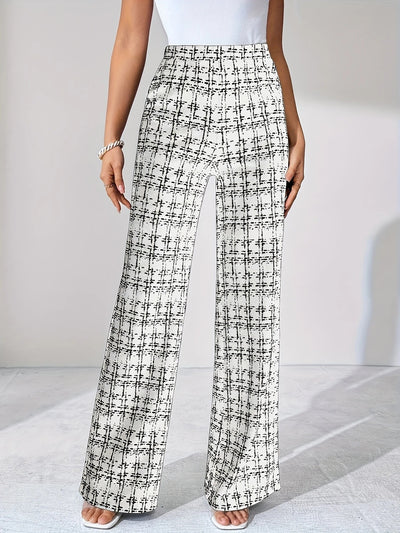 Pantaloni dritti a vita alta stile scozzese