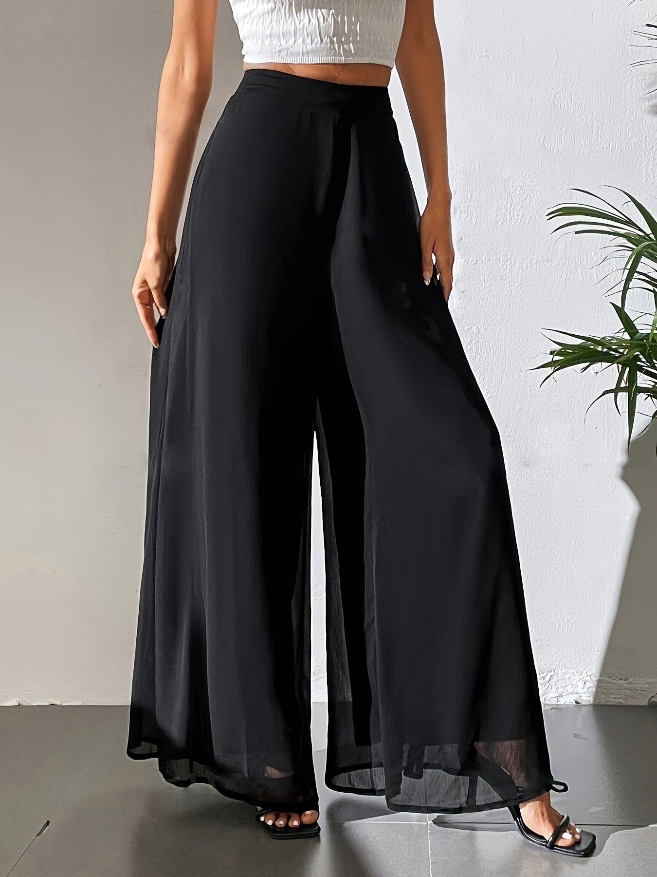 Pantaloni larghi casual in chiffon