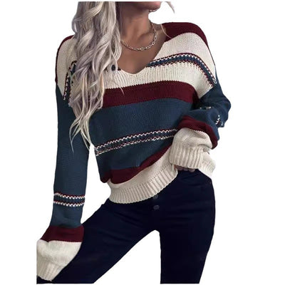 Maglione casual con scollo a V