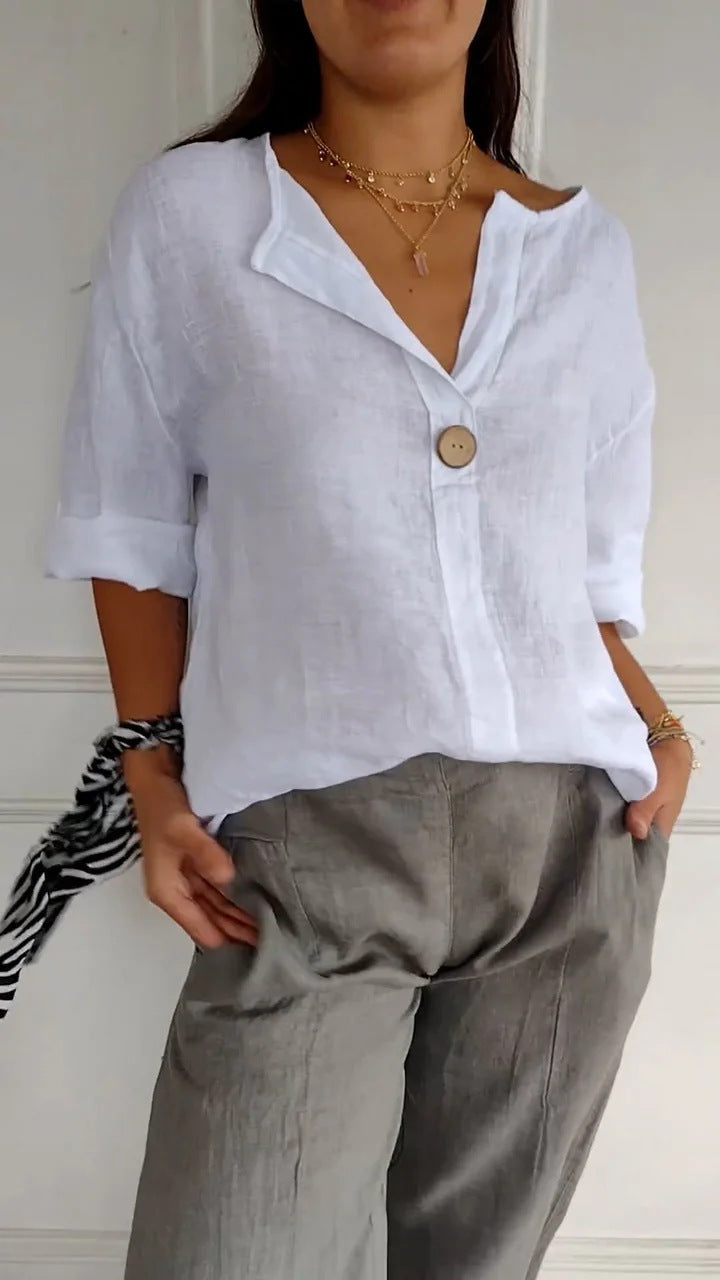 Camicia con scollo a V estiva