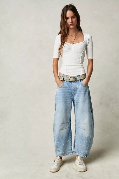 Jeans wide leg vita media