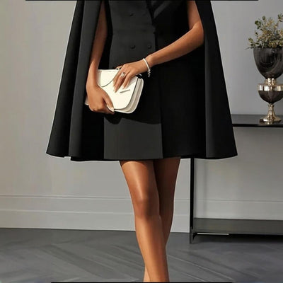Elegant solid color dress with V-neck 