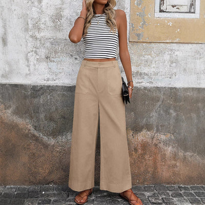 Pantaloni wide leg a vita alta