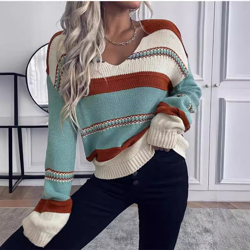 Maglione casual con scollo a V