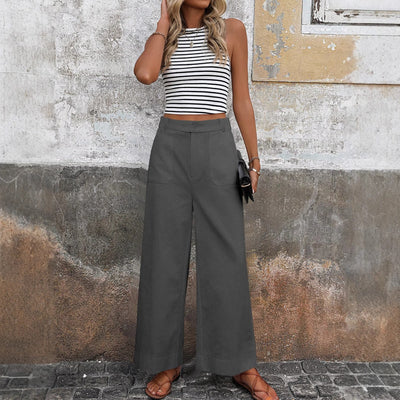 Pantaloni wide leg a vita alta