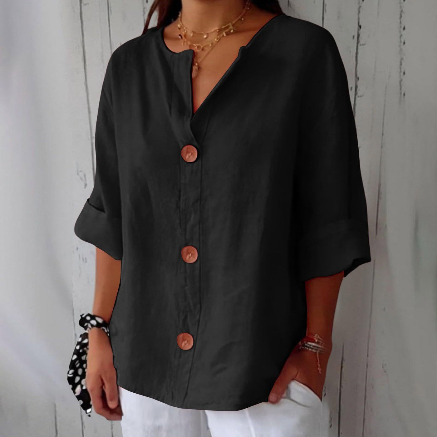 T-shirt ampia con scollo a V