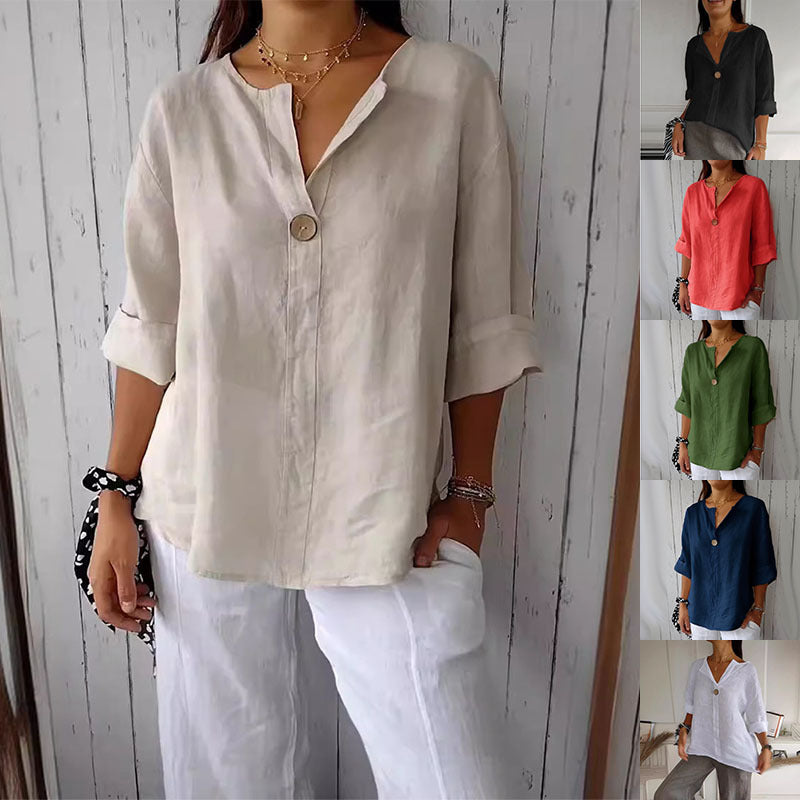 Camicia con scollo a V estiva