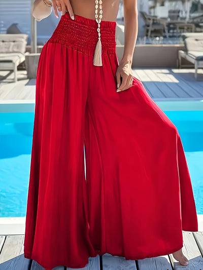 Pantaloni wide leg a vita alta