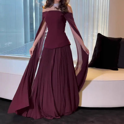 Abito lungo elegante con spalle scoperte
