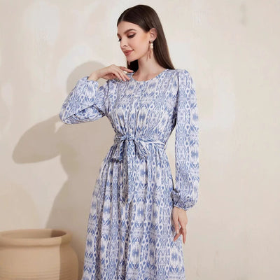 Abito lungo casual con stamoa stile francese